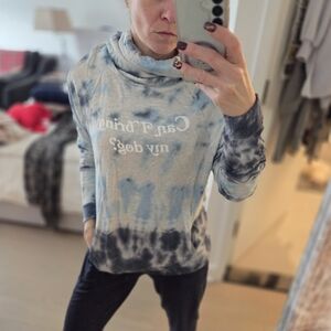 good hYOUman Blue Tie-Dye Cowl Neck Sweater